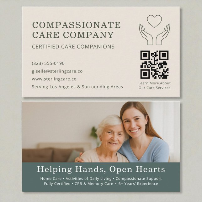 Nursing & Senior Support QR Code Visitkort (Skapare uppladdad)
