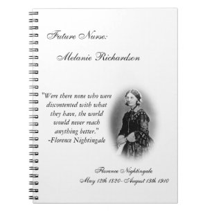 Nursing Student-with Florence Nightingale, citat. Anteckningsbok