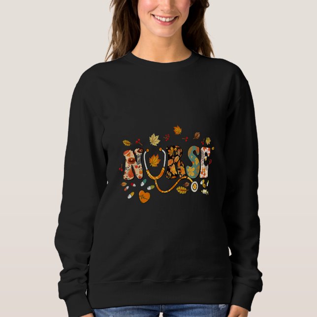Nursing Thanksgiving Day Stethoscope Fall Nurse Co T Shirt (Framsida)