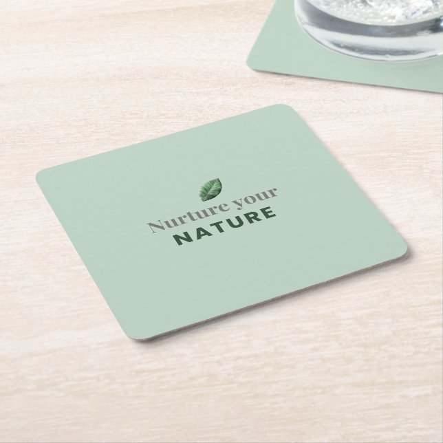 Nurture Your Nature Minimal Motivational Coaster Underlägg Papper Kvadrat (Vinklad)