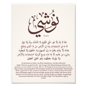 Nushi in arabic calligraphy, My namn på arabiska T Fototryck