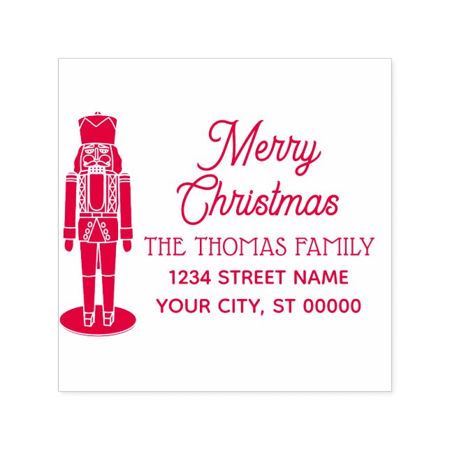 Nutcracker #2 God jul Namn Returadress Självfärgande Stämpel (Design)