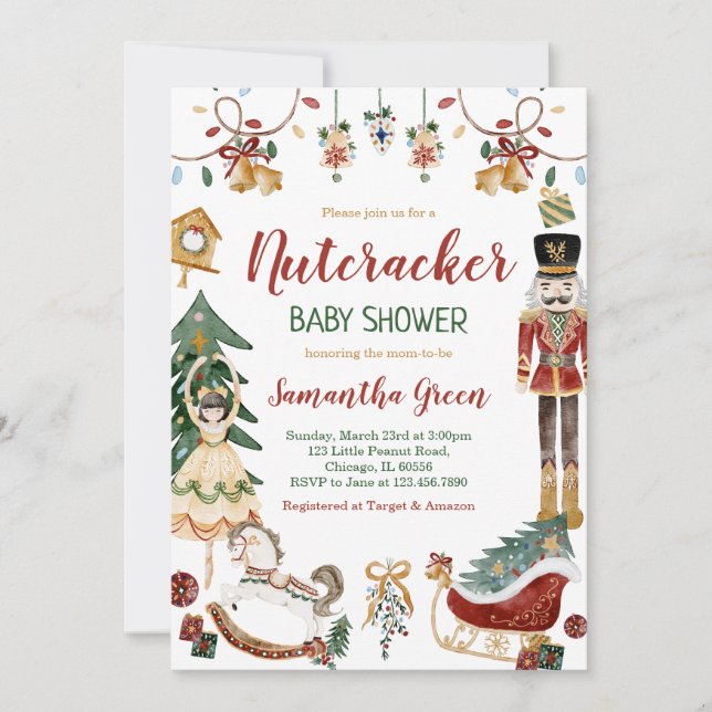Nutcracker Baby Baby Shower Inbjudningar (Framsida)