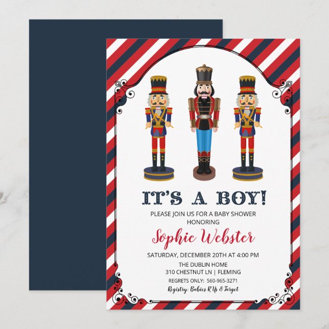 Nutcracker Baby Shower Inbjudan (Fram/baksida)