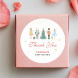 Nutcracker Baby Shower Runt Klistermärke<br><div class="desc">Vattenfärgad Elegant Nutcracker-julklapp Baby Shower Round Sticker.</div>