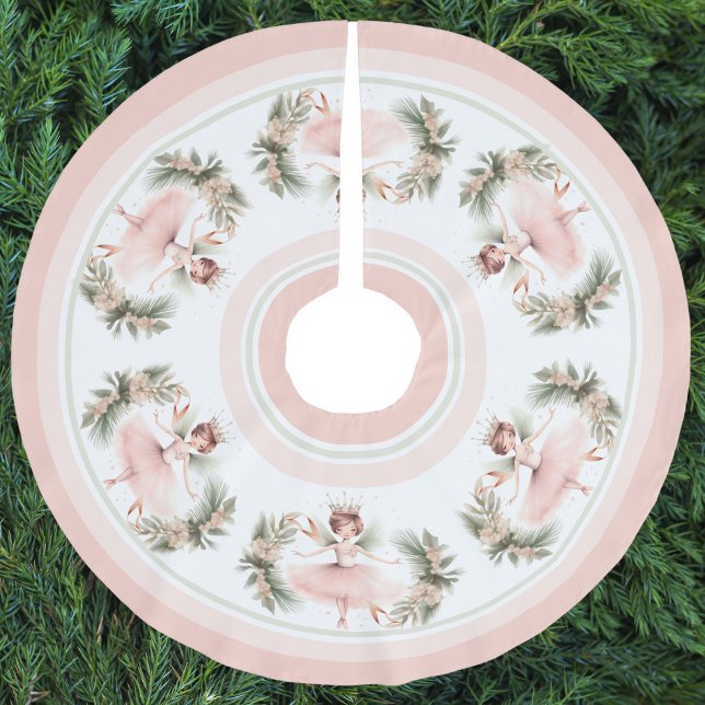 Nutcracker Ballerina Ballet Rosa Elegant Julgransmatta Borstad Polyester (Nutcracker Ballerina Ballet Pink Elegant Brushed Polyester Tree Skirt)