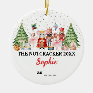 Nutcracker & Ballerina med eget namn och egen text Julgransprydnad Keramik