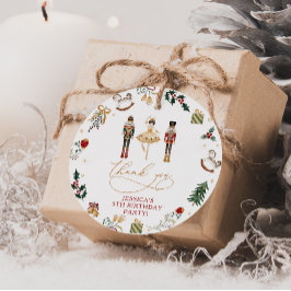 Nutcracker ballerina red guld barns födelsedag par gåvor etiketter
