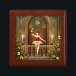 Nutcracker Ballerina Tile Keepsakys Smyckeskrin<br><div class="desc">En vacker nötkracker ballerina digital art keepsaké-smyckeskrin. Den här underbara träboxen har en levande och färgstark digital konst på ett schaktlock av en vacker dansballerina i ett dekorerat helgdag-balrum. Den här lådan är en underbar keepy eller gåva för vem som helst på din jullista eller för någon som samlar in...</div>