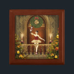 Nutcracker Ballerina Tile Keepsakys Smyckeskrin<br><div class="desc">En vacker nötkracker ballerina digital art keepsaké-smyckeskrin. Den här underbara träboxen har en levande och färgstark digital konst på ett schaktlock av en vacker dansballerina i ett dekorerat helgdag-balrum. Den här lådan är en underbar keepy eller gåva för vem som helst på din jullista eller för någon som samlar in...</div>