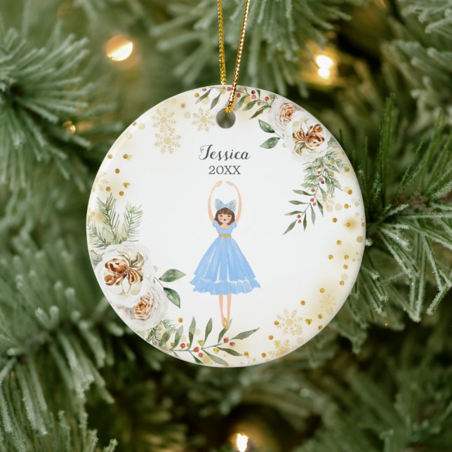 Nutcracker Ballerina Watercolor Ceramic Ornament (Träd)