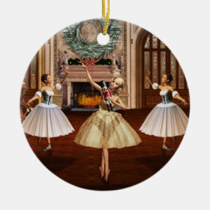 Nutcracker Ballerinas Dubbla Sided Round Ornament