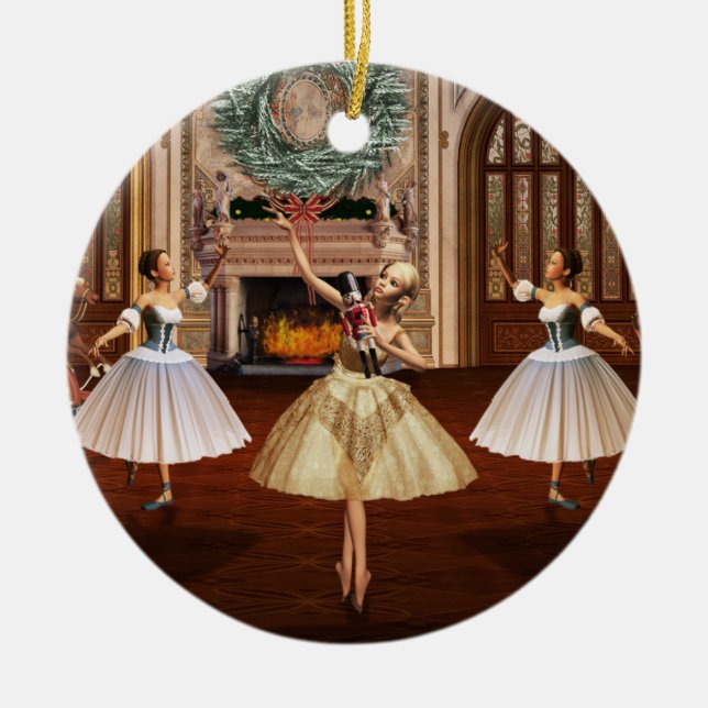 Nutcracker Ballerinas Dubbla Sided Round Ornament (Framsidan)