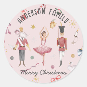 Nutcracker Ballet Ballerina-familjens julgåva Runt Klistermärke