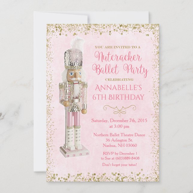 Nutcracker Ballet Birthday-inbjudan Inbjudningar (Framsida)