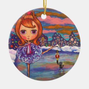 Nutcracker Ballet Black Cat Candy cane Cute Julgransprydnad Keramik