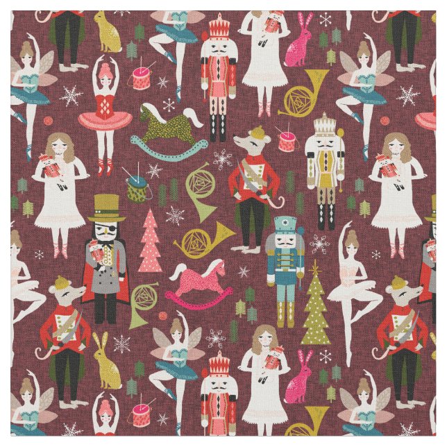 Nutcracker Ballet burgundi Tyg (Närbild)
