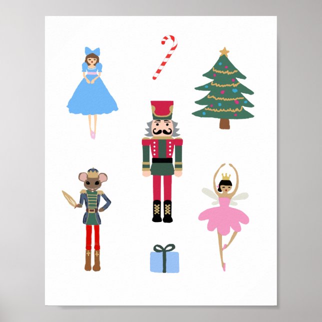 Nutcracker Ballet Illustration Snowflake Painting Poster (Framsidan)