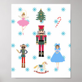 Nutcracker Ballet Illustration Snowflake Painting Poster