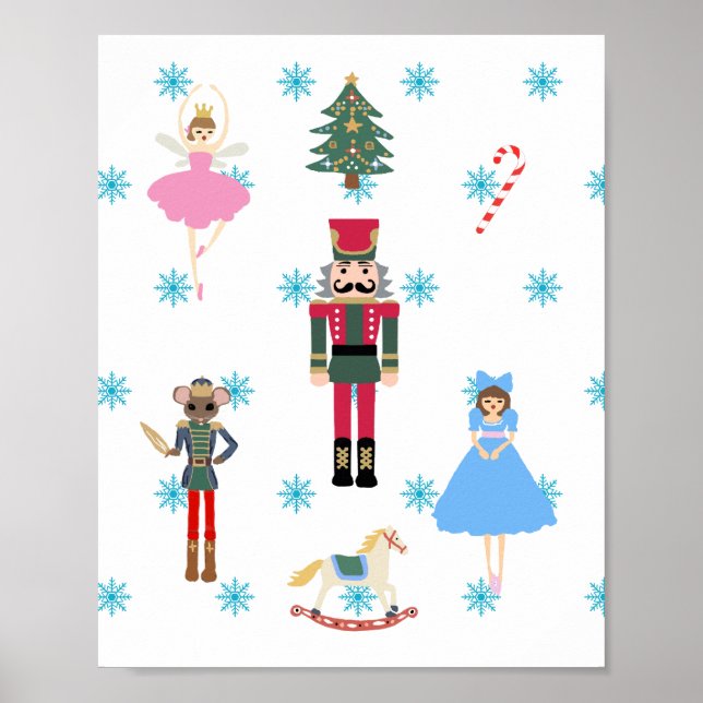 Nutcracker Ballet Illustration Snowflake Painting Poster (Framsidan)