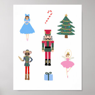 Nutcracker Ballet Illustration Snowflake Painting Poster