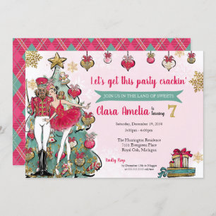 Nutcracker Ballet Jalljul Red Guld Birthday Inbjudningar