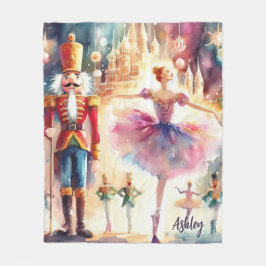 Nutcracker Ballet jul Ballerina Anpassat namn Fleecefilt