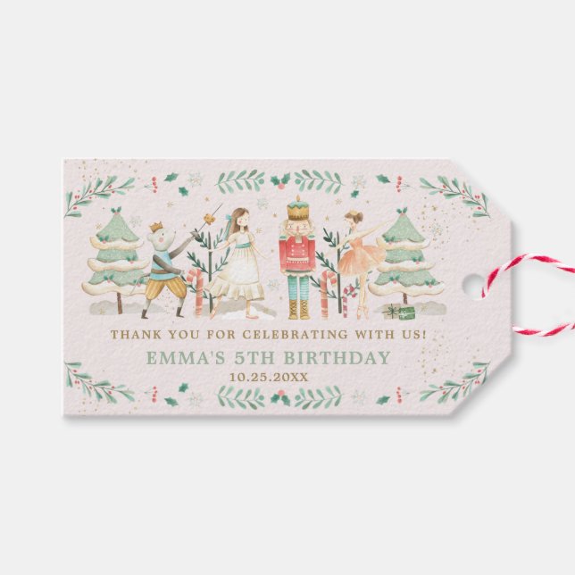 Nutcracker Ballet Juldagen Tack Presentetikett (Framsidan (Horizontal))