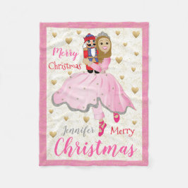 Nutcracker Ballet Lt Brwn Hair Rosa Fleece Blanket