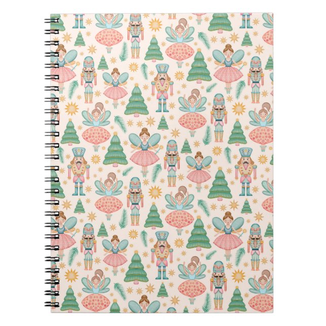 Nutcracker Ballet och Älvor på Cream Background Anteckningsbok (Framsidan)