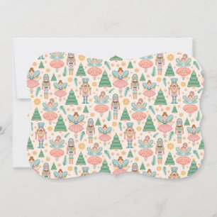 Nutcracker Ballet och Älvor på Cream Background Anteckningskort