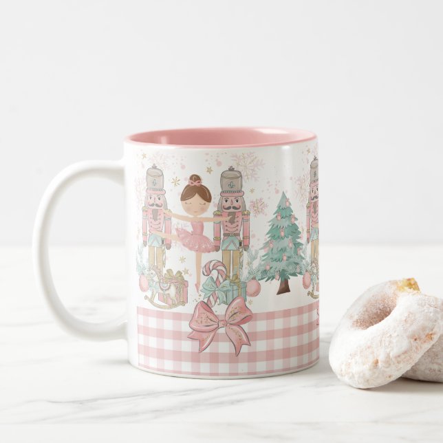 Nutcracker Ballet Pastel  Rosa jul Två-Tonad Mugg (Med munk)