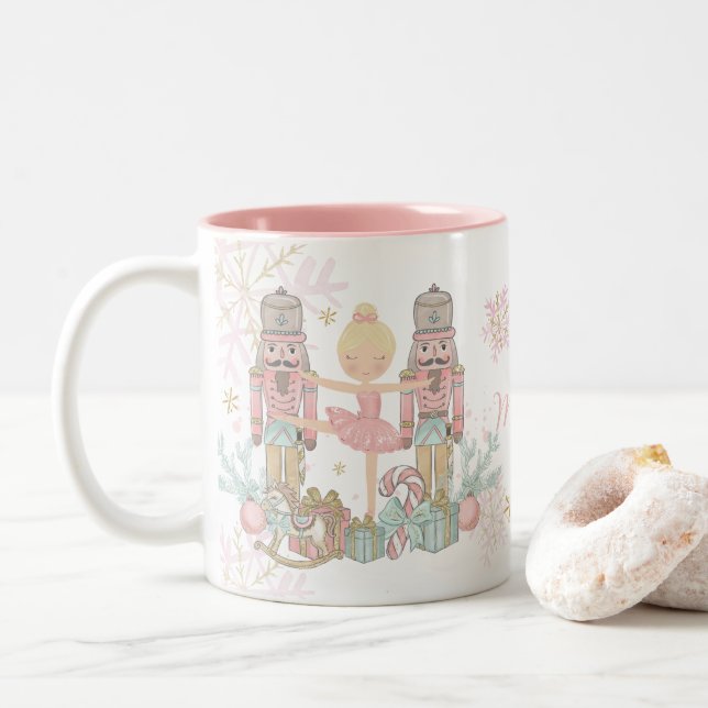 Nutcracker Ballet Pastel  Rosa jul Två-Tonad Mugg (Med munk)