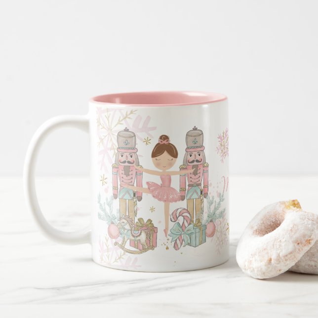 Nutcracker Ballet Pastel  Rosa jul Två-Tonad Mugg (Med munk)