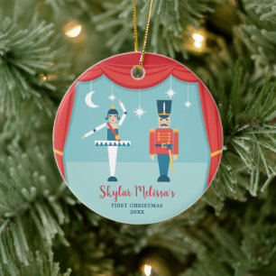 Nutcracker Ballet Personlig Baby 1:a jul Julgransprydnad Keramik