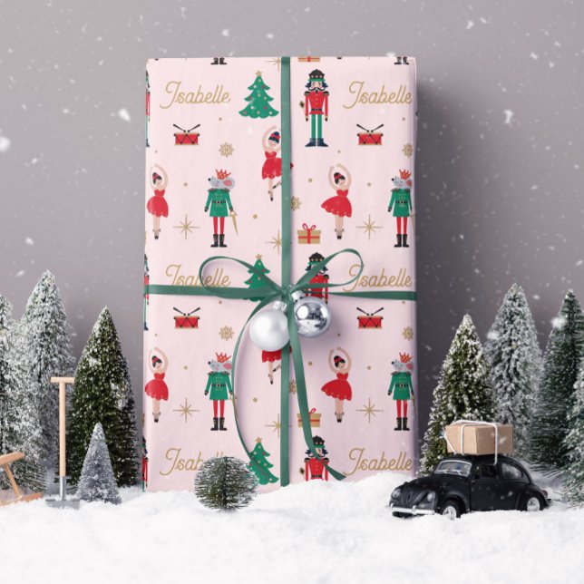 Nutcracker Ballet Rosa Anpassat namn - jul Presentpapper (Skapare uppladdad)