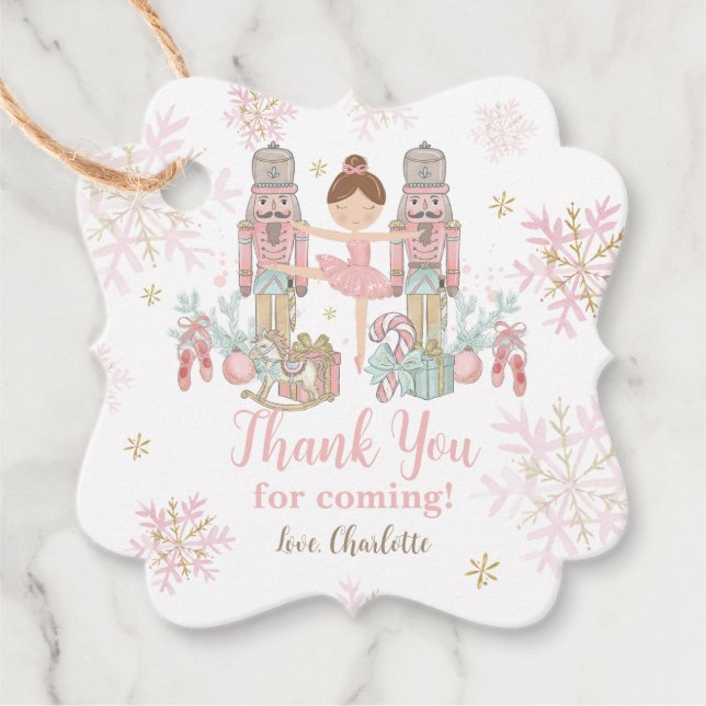 Nutcracker Ballet  Rosa Vinterjul Gåvor Etiketter (Framsida)