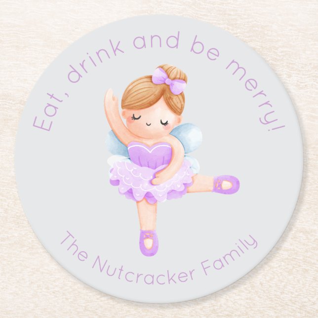 Nutcracker Ballet Socker Plum Fairy Underlägg Papper Rund (Framsidan)
