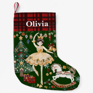 Nutcracker Ballet Sugar Plum Fairy Red Gingham Liten Julstrumpa