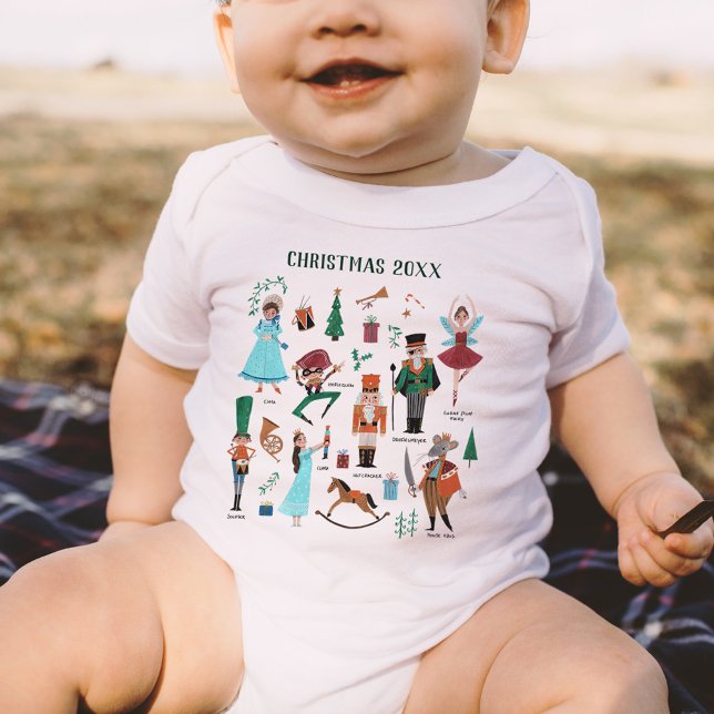 Nutcracker Ballet-tecken helgdag jul T Shirt (Nutcracker Ballet characters holiday Christmas Baby Bodysuit)