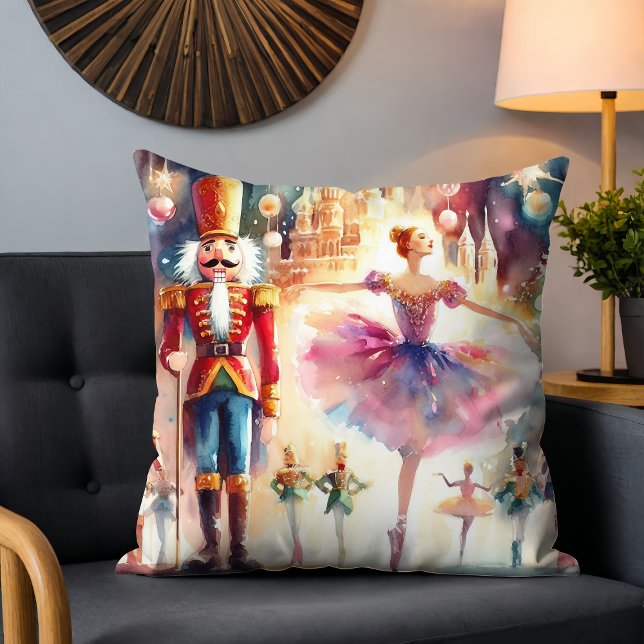 Nutcracker Ballet Watercolor jul Ballerina Kudde (Skapare uppladdad)