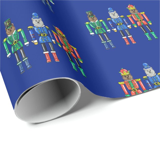 Nutcracker Bears Wrapping Paper Presentpapper (Rullad Hörn)