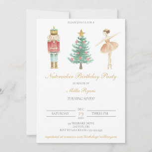Nutcracker Birthday Ballerina-inbjudan jul Spara Datumet