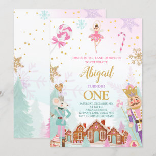 Nutcracker Birthday Girl Land of Sweets Fairy Invi Inbjudningar