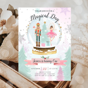 Nutcracker Birthday Girl Land of Sweets Fairy Rosa Inbjudningar