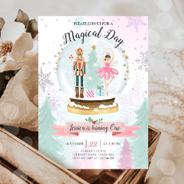 Nutcracker Birthday Girl Land of Sweets Fairy Rosa Inbjudningar