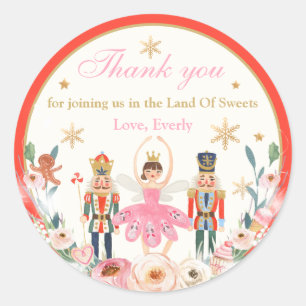 Nutcracker Birthday Land of Sweet Party favor Runt Klistermärke