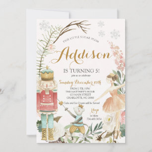 Nutcracker Birthday Sugar Plum Fairy God jul Inbjudningar