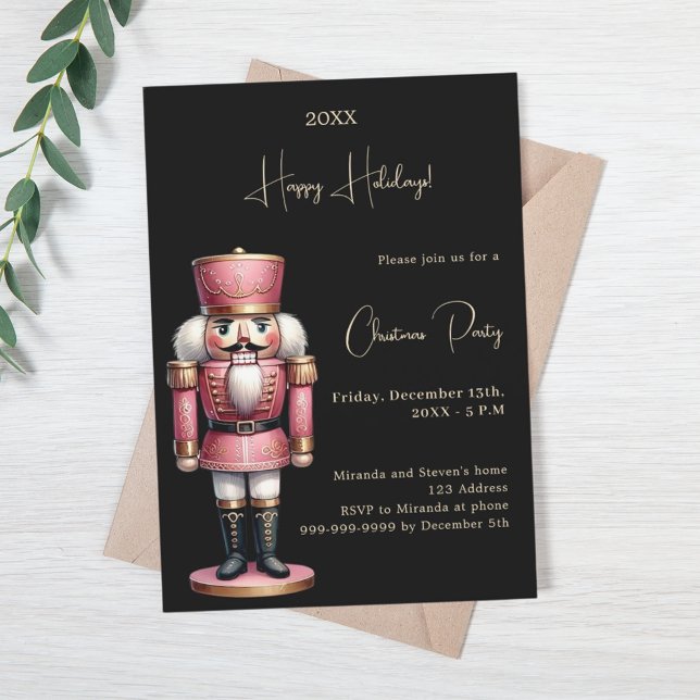 Nutcracker Black guld jul Party Inbjudningar (Skapare uppladdad)