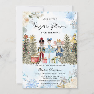 Nutcracker Blue Winter Snöflingor Baby Shower Inbjudningar